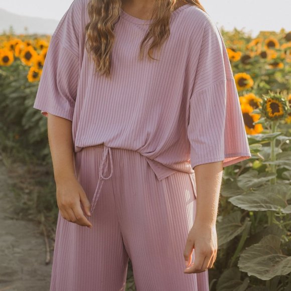 Piper & Scoot Ribbed Set in Violet - Picture 4 of 5